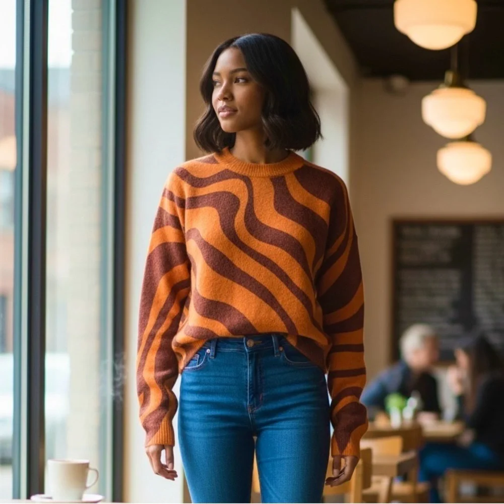 Zara - Jacquard Psychedelic Knit Wool Blend Sweater - Picture 5 of 13